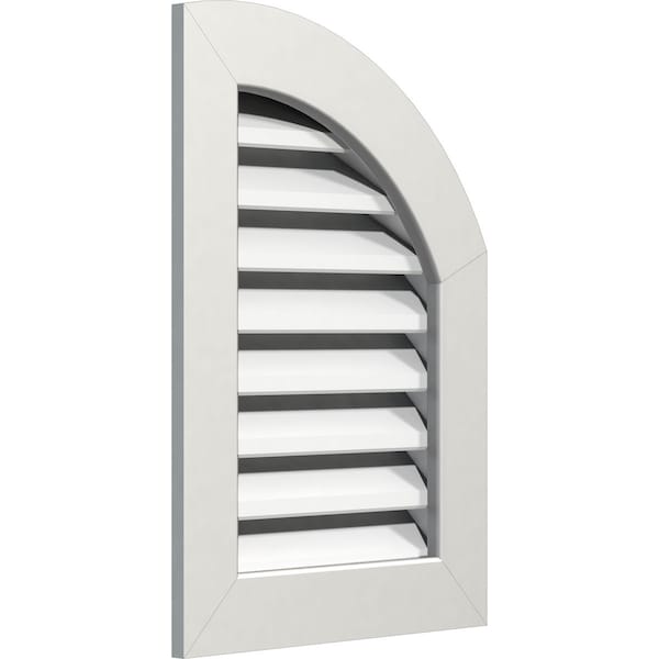 Quarter Round Top Right Functional, PVC Gable Vent W/ 1 X 4 Flat Trim Frame, 06W X 28H